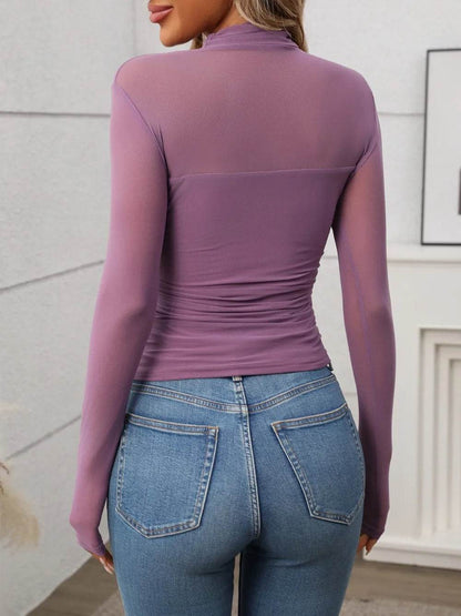Mock Neck Long Sleeve Top - IntuitiveEncBoutique