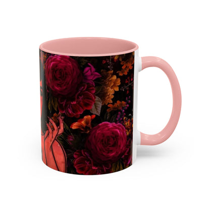 Gothic Floral Accent Coffee Mug - Perfect for Coffee Lovers, Gift for Birthdays, Drama Queen Decor, Unique Art Mug