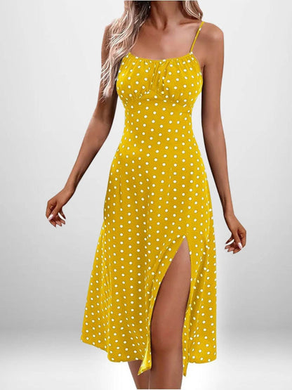 Full Size Slit Printed Cami Midi Dress Plus Size - IntuitiveEncBoutique