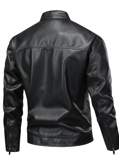 Men's Full Size Leather Zip Up Jacket Plus Size - IntuitiveEncBoutique