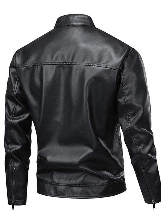 Men's Full Size Leather Zip Up Jacket Plus Size - IntuitiveEncBoutique