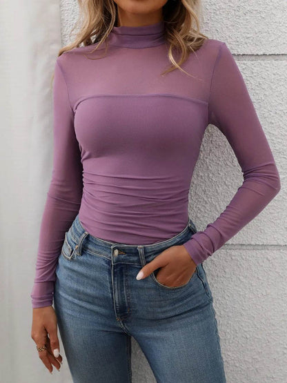Mock Neck Long Sleeve Top - IntuitiveEncBoutique