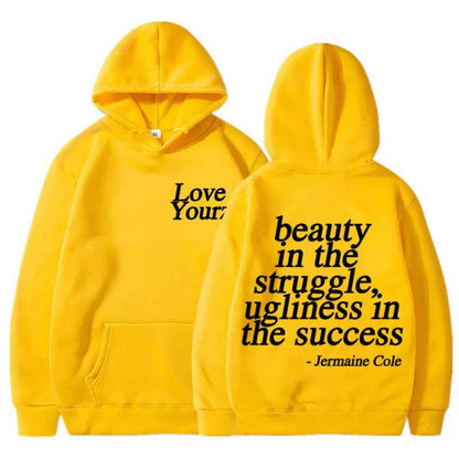 Letter Print Hooded Sweatshirt Unisex Long Sleeve Casual Top Hoodie - IntuitiveEncBoutique
