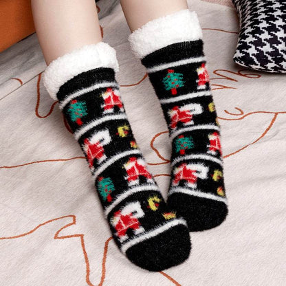 Christmas Floor Socks Indoor Home Sleep Winter Plush Thick Long Socks Women's Postpartum Socks Anti slip - IntuitiveEncBoutique
