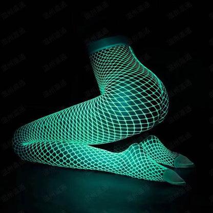 Glow In The Dark Pantyhose Sexy Lingerie With Hollow Mesh Stockings And Fishnet Stockings - IntuitiveEncBoutique