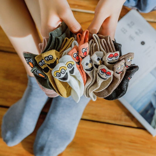 Woman Embroidered Expression Socks Fashion Ankle Funny Sock