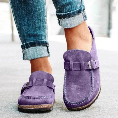 Round Toe Low Heel Buckle Loafers - IntuitiveEncBoutique
