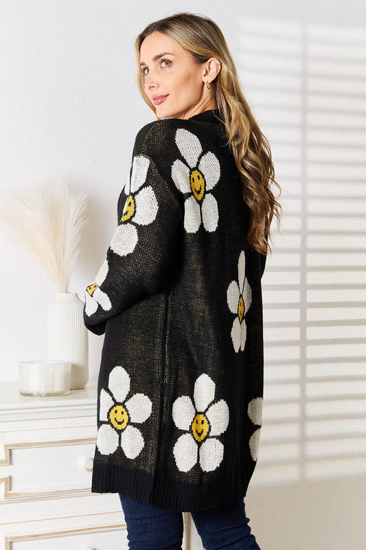 Perfee Floral Button Down Longline Cardigan - IntuitiveEncBoutique