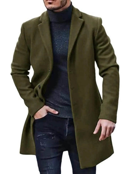 Men's Plus Size Classic Long Sleeve Overcoat - IntuitiveEncBoutique
