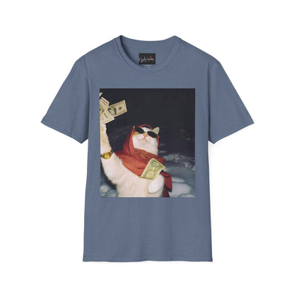 Cash Cat Unisex Softstyle T-Shirt, Funny Cat Shirt, Pet Lover Gift, Casual Wear, Birthday Gift, Unique Humor Tee