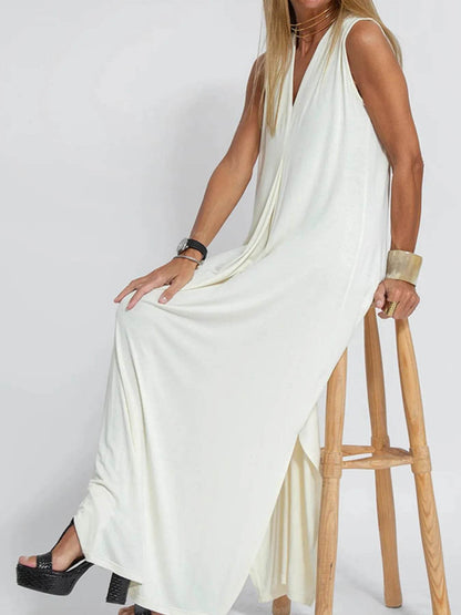 Full Size V-Neck Sleeveless Maxi Dress with Slit Plus Size - IntuitiveEncBoutique
