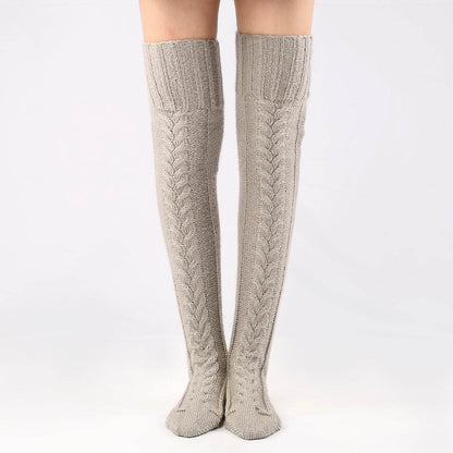 Autumn And Winter Knitting Knee Length Stockings Women's Lengthened Floor Stockings Wool Pile Stockings - IntuitiveEncBoutique