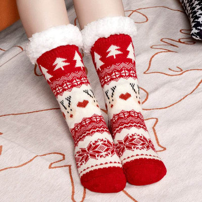 Christmas Floor Socks Indoor Home Sleep Winter Plush Thick Long Socks Women's Postpartum Socks Anti slip - IntuitiveEncBoutique