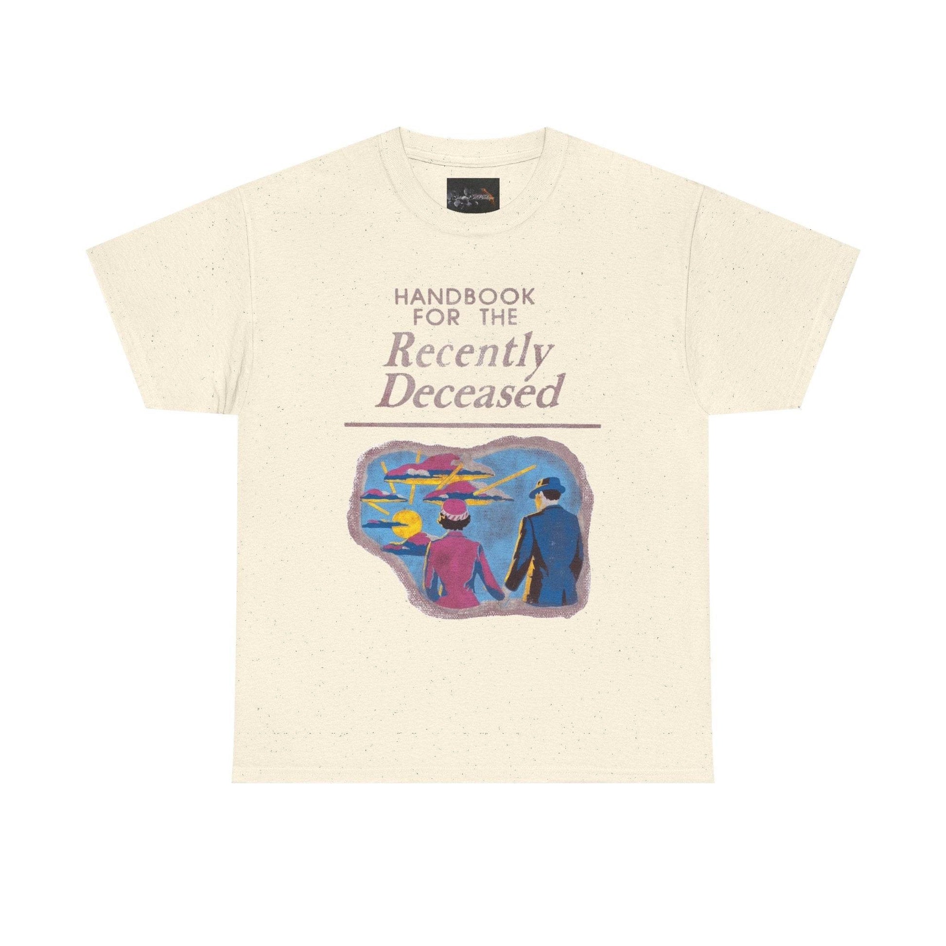 Vintage-Inspired Unisex Tee, Handbook for the Recently Deceased Shirt, Cool Graphic Tee, Unique Gift for Death Awareness, Halloween Costume - IntuitiveEncBoutique