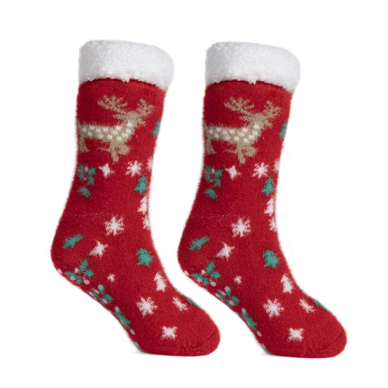 Christmas Floor Socks Indoor Home Sleep Winter Plush Thick Long Socks Women's Postpartum Socks Anti slip - IntuitiveEncBoutique