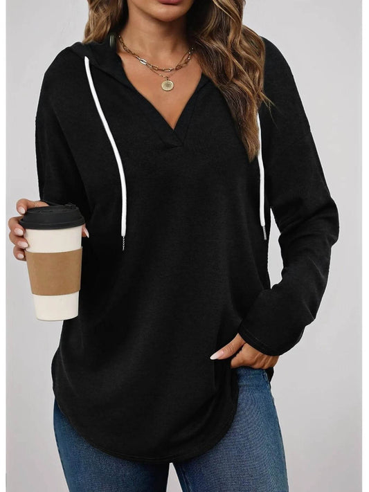Full Size Drawstring Long Sleeve Hoodie Plus Size - IntuitiveEncBoutique