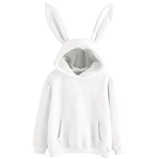 Women's Harajuku Hooded Rabbit Sweatshirt Solid Color Loose Casual Women's Top - IntuitiveEncBoutique