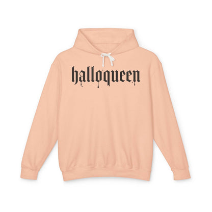 Halloween Unisex Lightweight Hoodie, Halloqueen Sweatshirt, Cute Fall Fashion, Cozy Halloween Gift, Spooky Season Apparel - IntuitiveEncBoutique