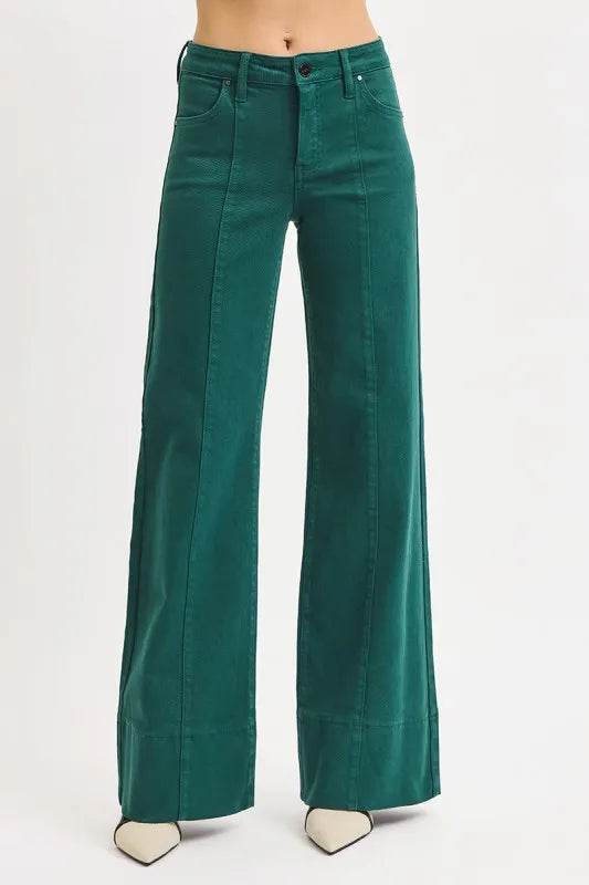 RISEN Full Size Tummy Control Mid Rise Wide Leg Jeans Plus Size - IntuitiveEncBoutique