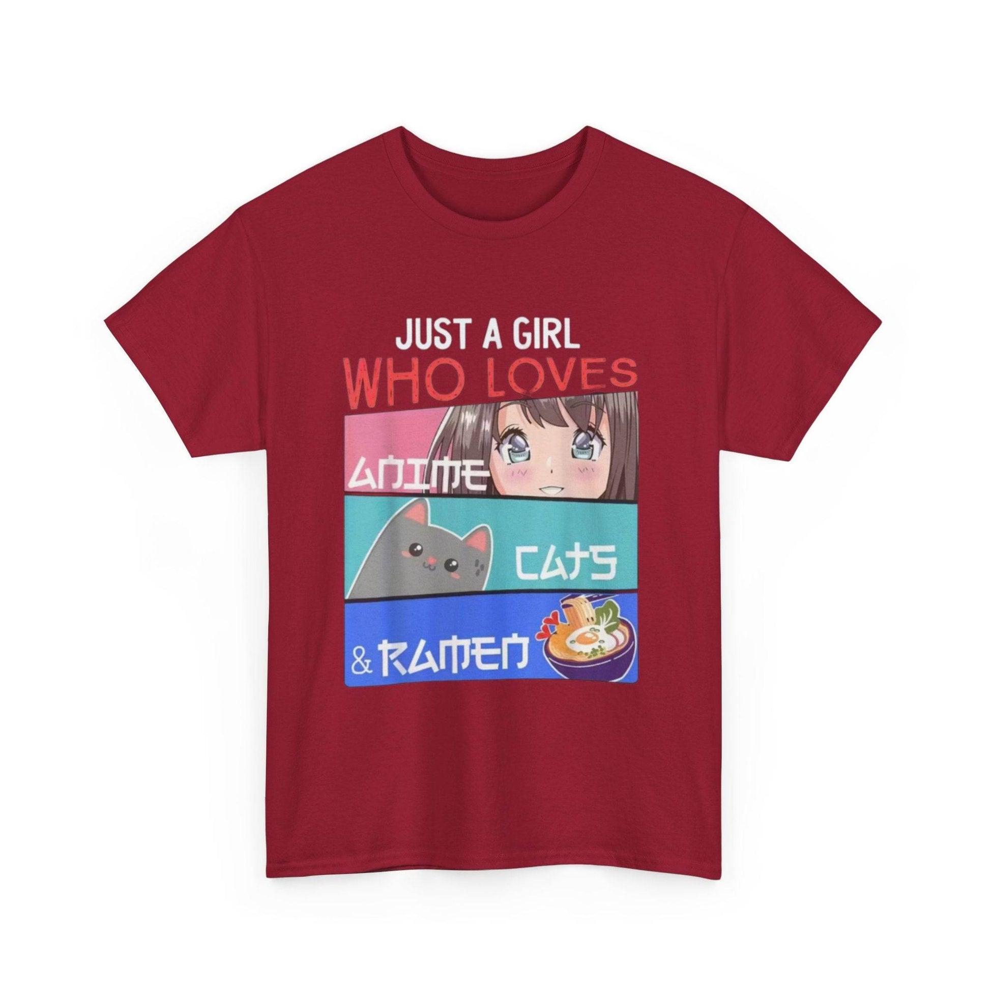 Just a Girl Who Loves Anime Cats & Ramen T-Shirt - IntuitiveEncBoutique