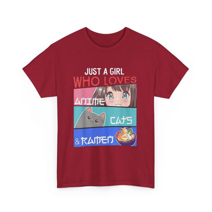 Just a Girl Who Loves Anime Cats & Ramen T-Shirt - IntuitiveEncBoutique