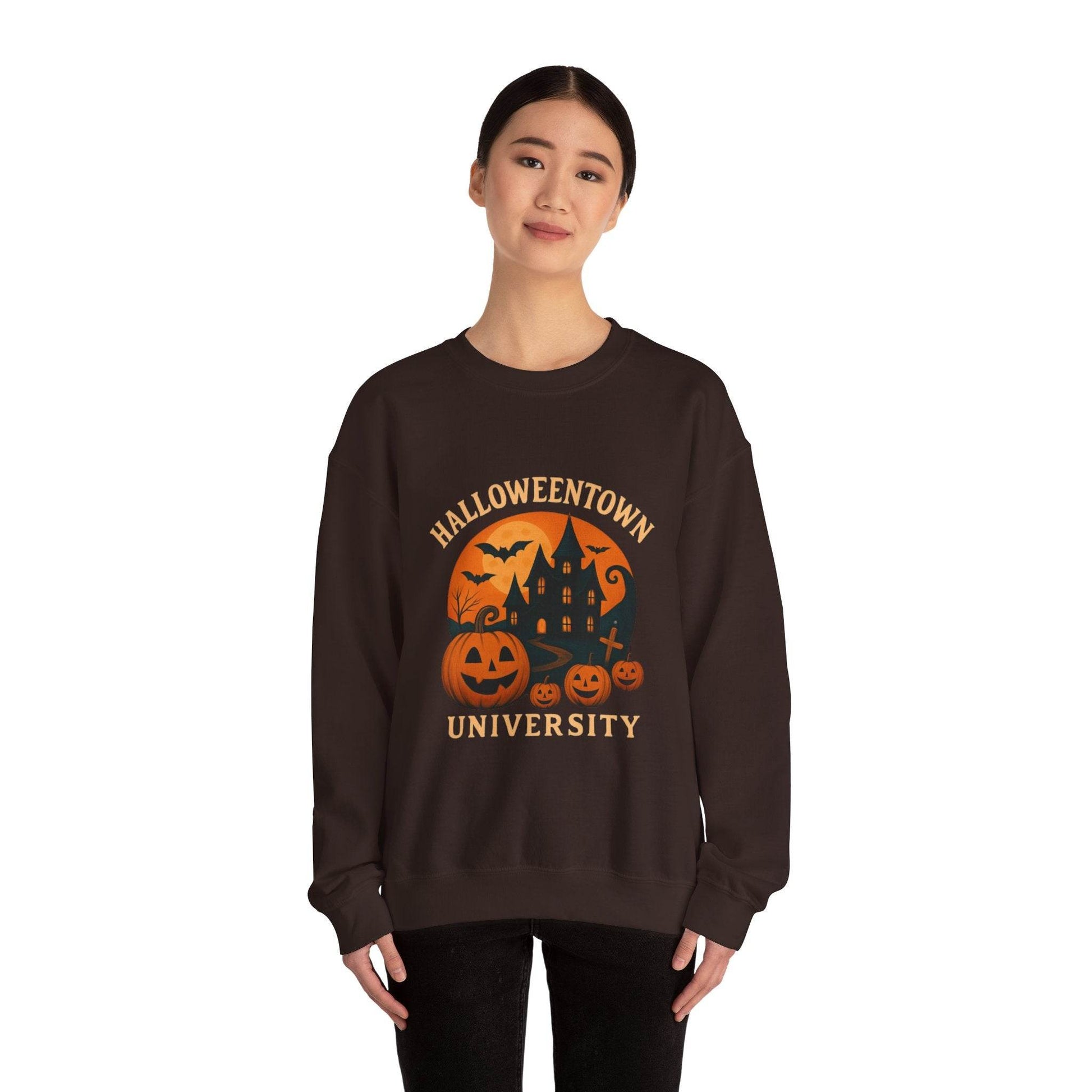 Halloween Town Crewneck Sweatshirt, Cozy Sweatshirt for Fall, Unisex Halloween Apparel, Spooky Season Gift, Halloween University Sweatshirt - IntuitiveEncBoutique