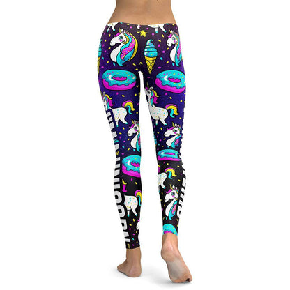 Unicorn Leggings Women Ice Cream Rainbow Letters Ring Digital Print Leggings Plus Size Workout Legging - IntuitiveEncBoutique