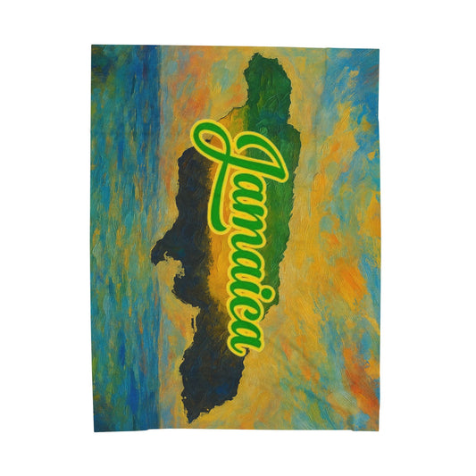 Jamaican Velveteen Plush Blanket, Cozy Soft Throw for Home, Jamaican Decor, Travel Souvenir, Beach & Relaxation Gift, Great for Celebrations