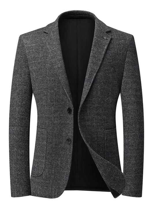 Men's Single-Breasted Tweed Blazer - IntuitiveEncBoutique