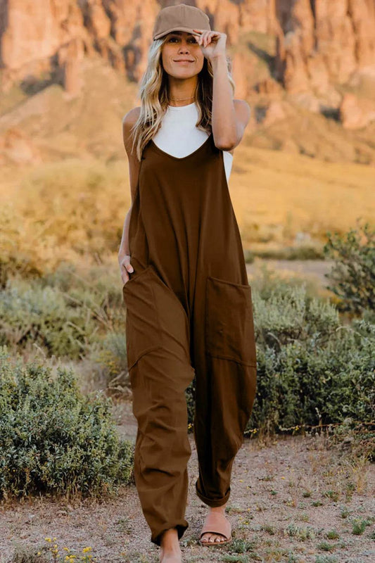 Double Take Full Size V-Neck Sleeveless Jumpsuit with Pockets - IntuitiveEncBoutique