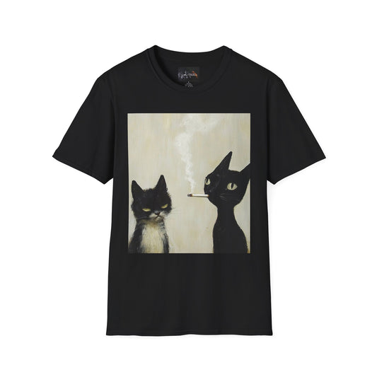 Cool Cat Art Unisex Softstyle T-Shirt, Vintage Cat Illustration, Perfect Gift for Cat Lovers, Casual Streetwear, Unique Pet Tee