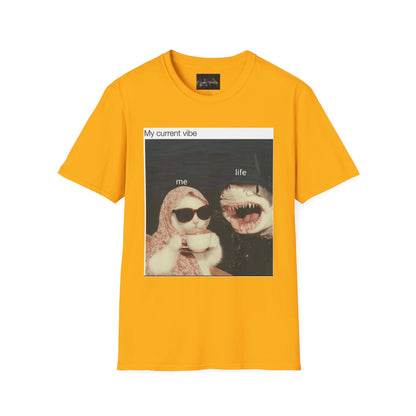 My Current Vibe T-Shirt, Funny Cat Shark Tee for Casual Outings, Unique Gift for Cat Lovers, Summer Style, Chill Vibes