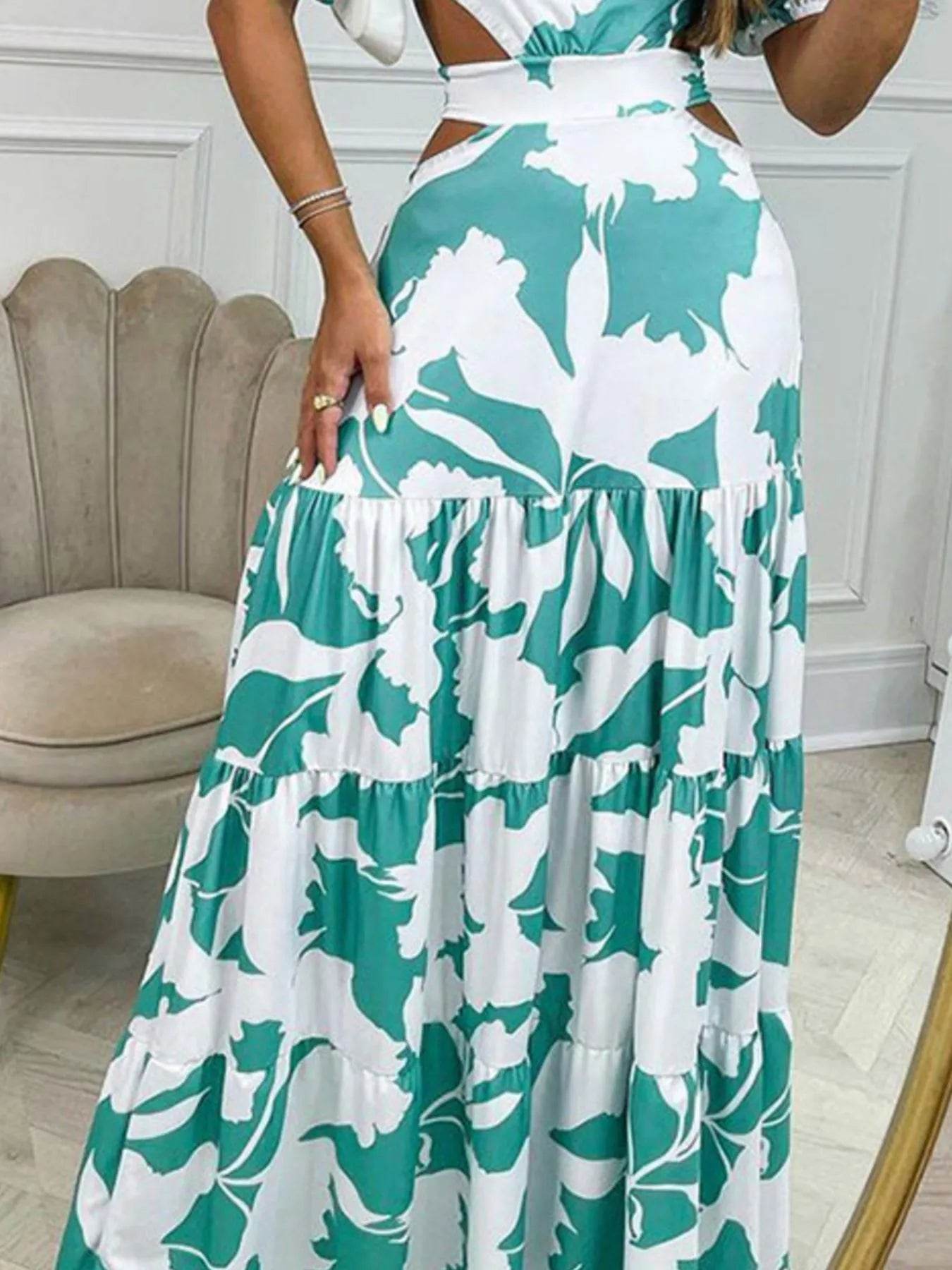 Full Size Cutout Off-Shoulder Printed Maxi Dress Plus Size - IntuitiveEncBoutique