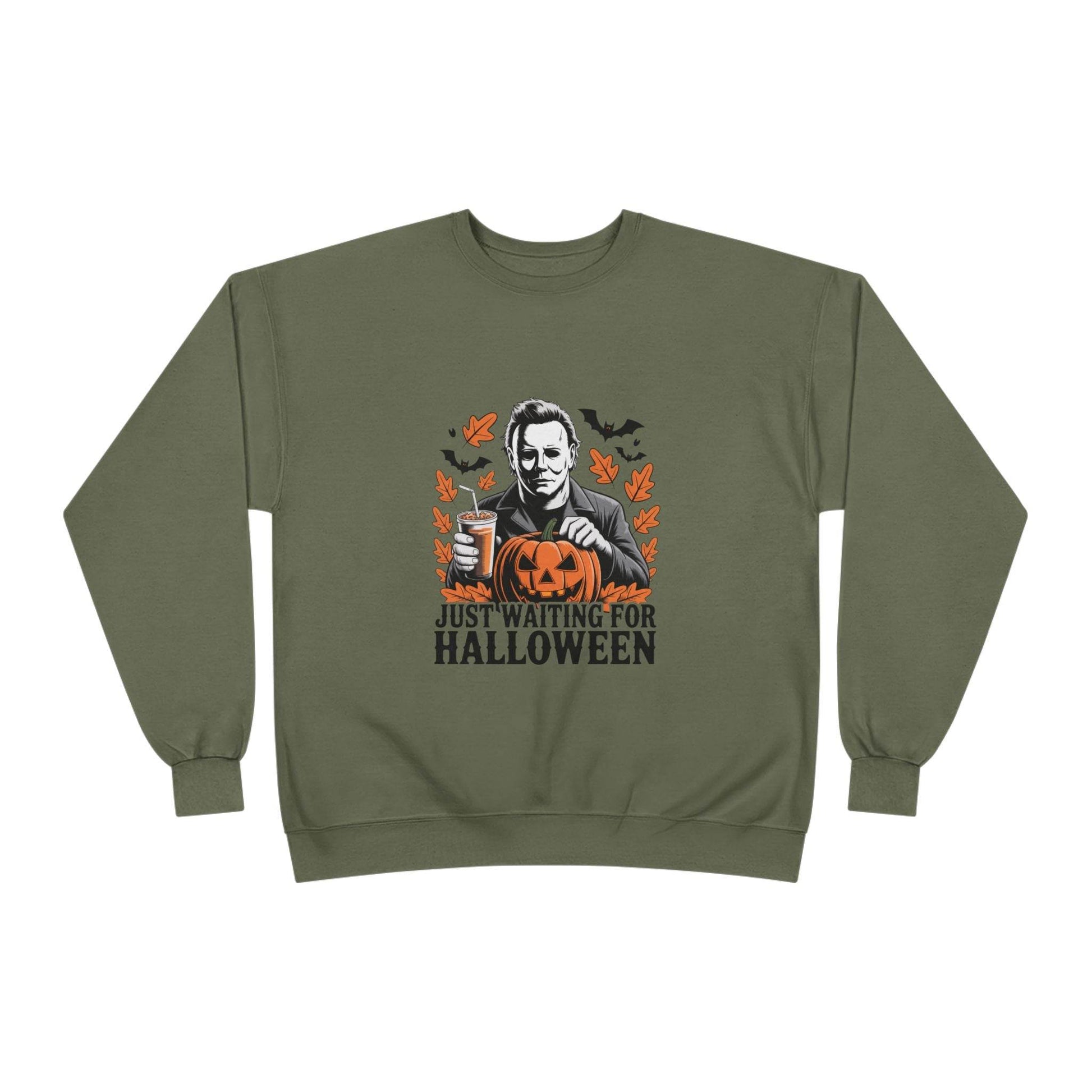 Halloween Sweatshirt - Just Waiting for Halloween | Unisex Crewneck Pullover, Fall Fashion, Halloween Gift, Cozy Sweater, Eco-Friendly Wear - IntuitiveEncBoutique
