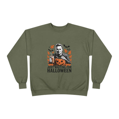 Halloween Sweatshirt - Just Waiting for Halloween | Unisex Crewneck Pullover, Fall Fashion, Halloween Gift, Cozy Sweater, Eco-Friendly Wear - IntuitiveEncBoutique