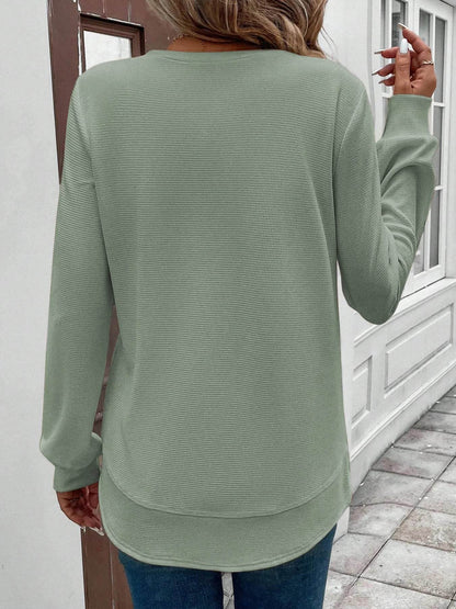 Round Neck Long Sleeve Casual Sweatshirt - IntuitiveEncBoutique