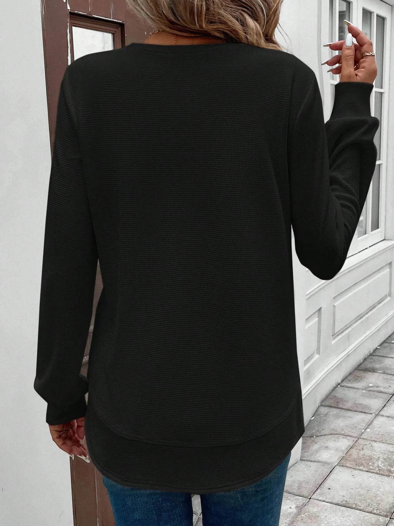 Round Neck Long Sleeve Casual Sweatshirt - IntuitiveEncBoutique