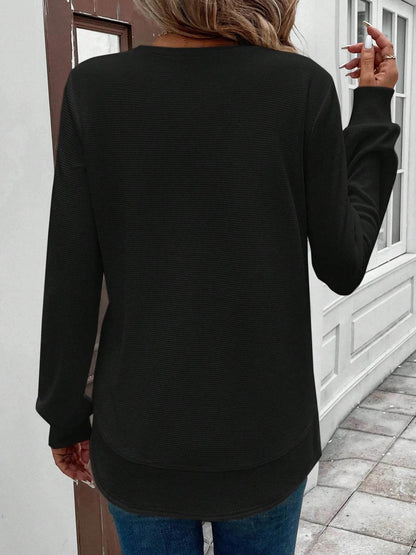 Round Neck Long Sleeve Casual Sweatshirt - IntuitiveEncBoutique