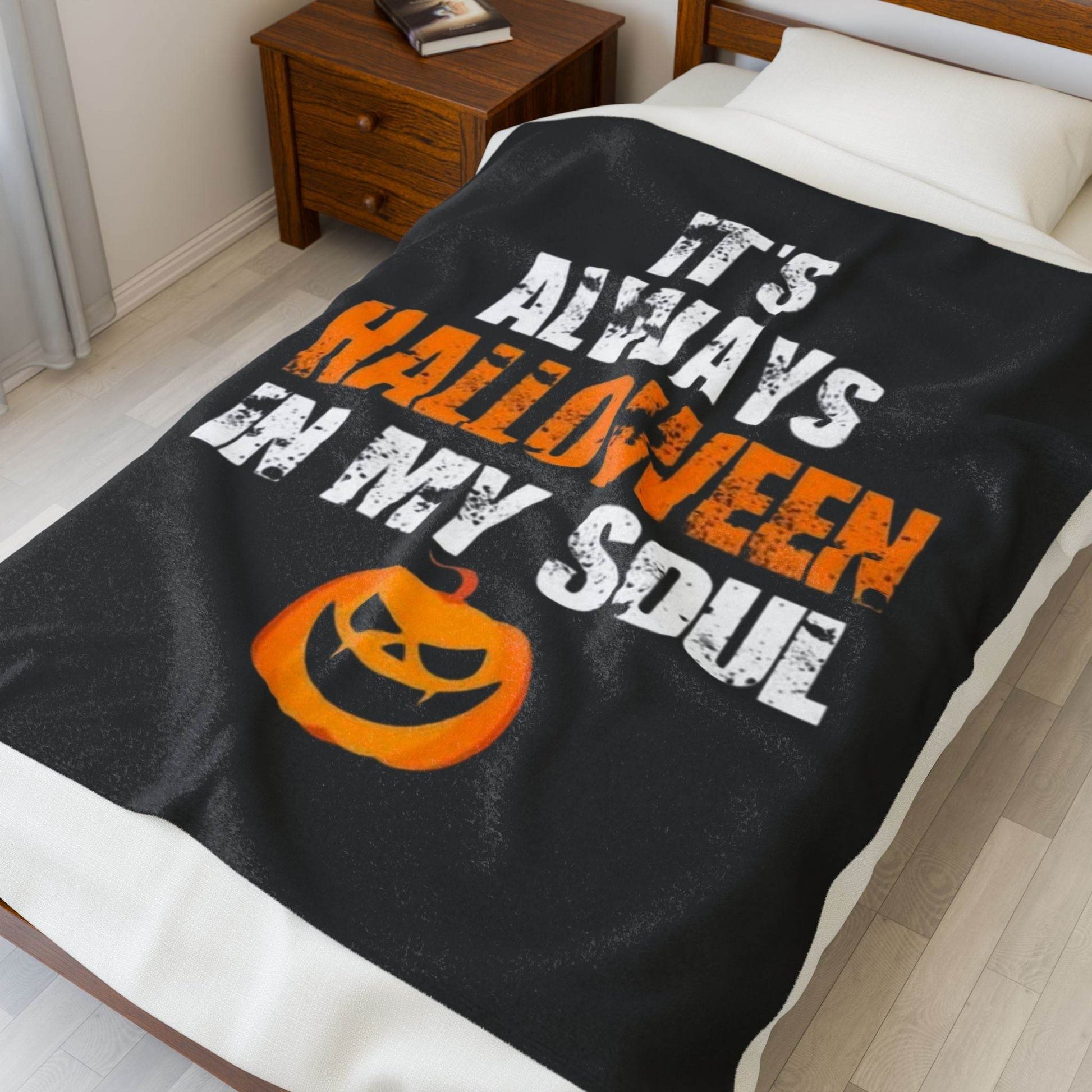 Halloween Velveteen Plush Blanket, Cozy Throw for Spooky Season, Home Decor, Halloween Gift, Warm Cozy Blanket, Seasonal Decor, [...] - IntuitiveEncBoutique