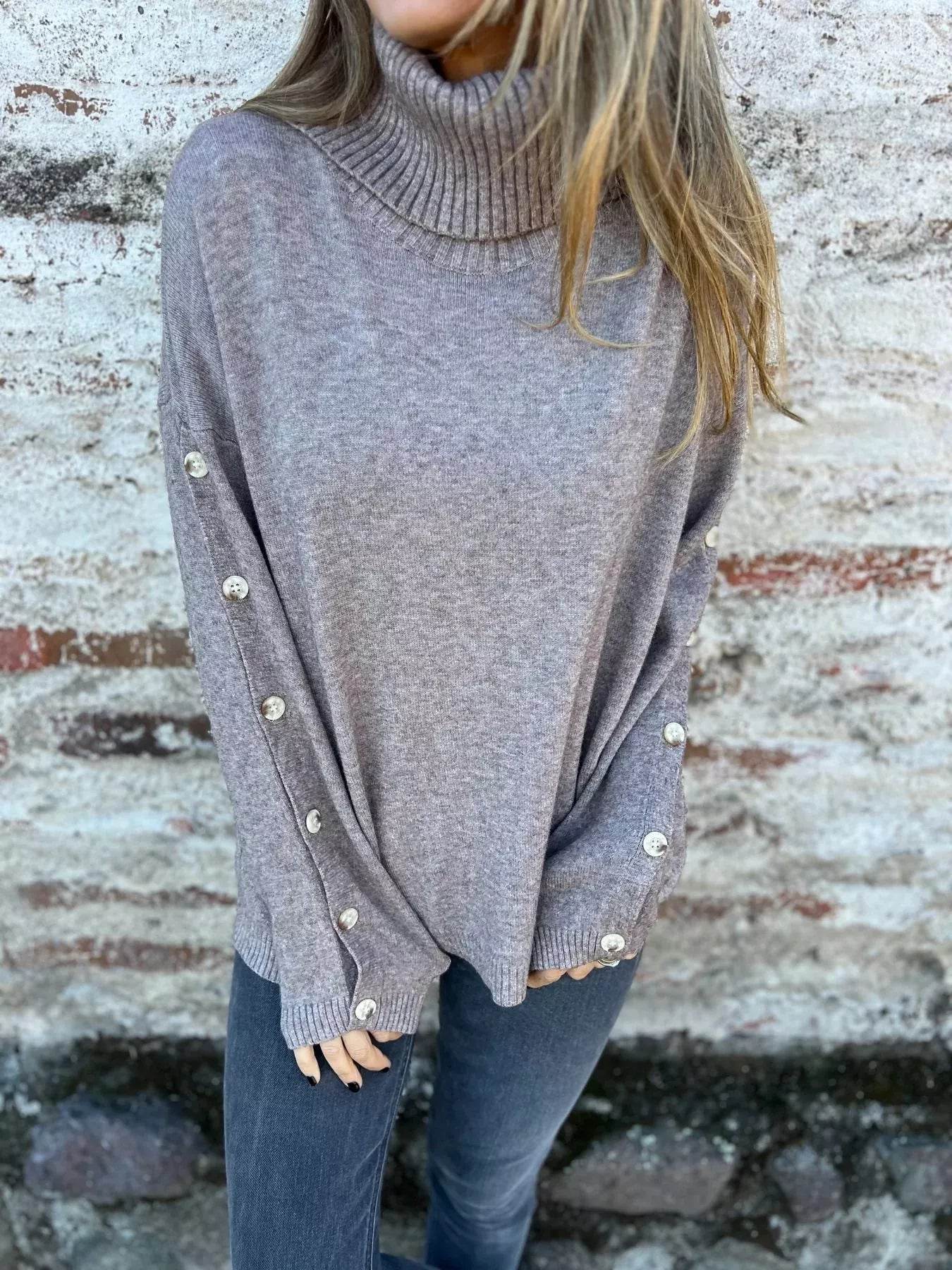 Full Size Turtleneck Long Sleeve Sweater Plus Size - IntuitiveEncBoutique
