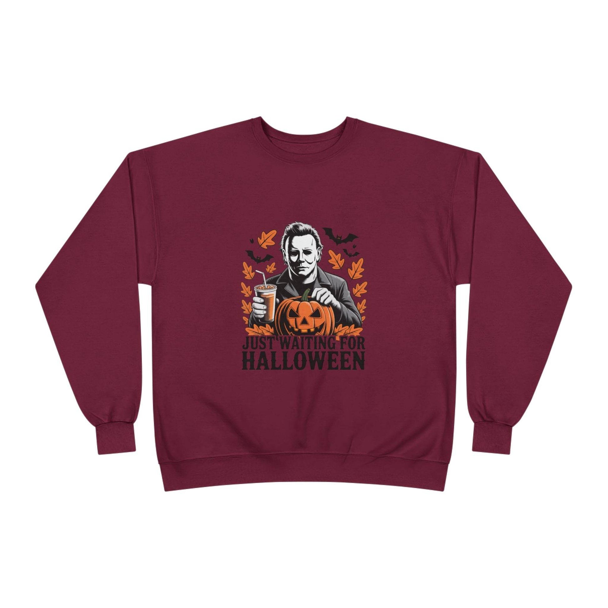 Halloween Sweatshirt - Just Waiting for Halloween | Unisex Crewneck Pullover, Fall Fashion, Halloween Gift, Cozy Sweater, Eco-Friendly Wear - IntuitiveEncBoutique