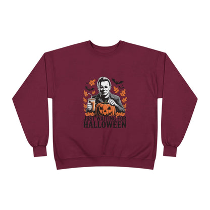 Halloween Sweatshirt - Just Waiting for Halloween | Unisex Crewneck Pullover, Fall Fashion, Halloween Gift, Cozy Sweater, Eco-Friendly Wear - IntuitiveEncBoutique