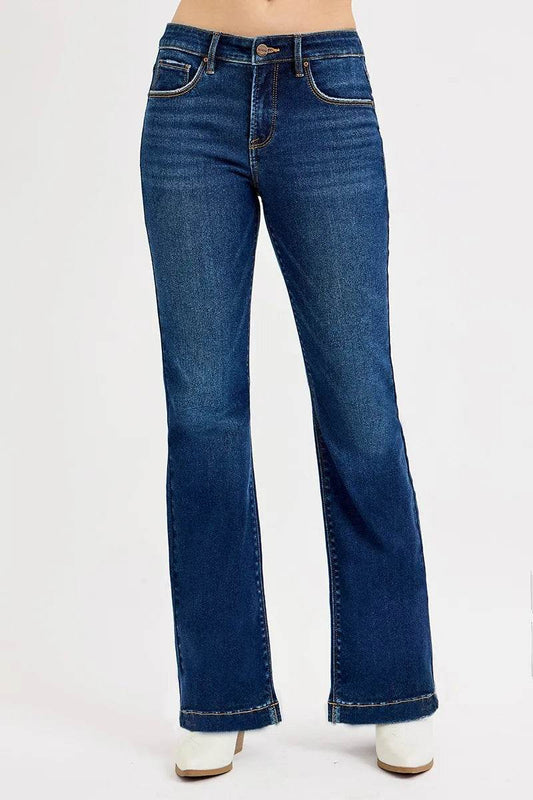 RISEN Full SIze Tummy Control Mid Rise Flare Jeans Plus SIze - IntuitiveEncBoutique