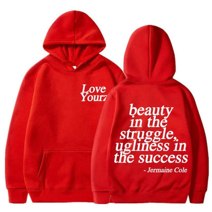 Letter Print Hooded Sweatshirt Unisex Long Sleeve Casual Top Hoodie - IntuitiveEncBoutique