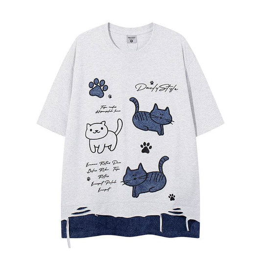 Short Sleeve Unisex Design Vintage Loose Round Neck T-Shirt - IntuitiveEncBoutique
