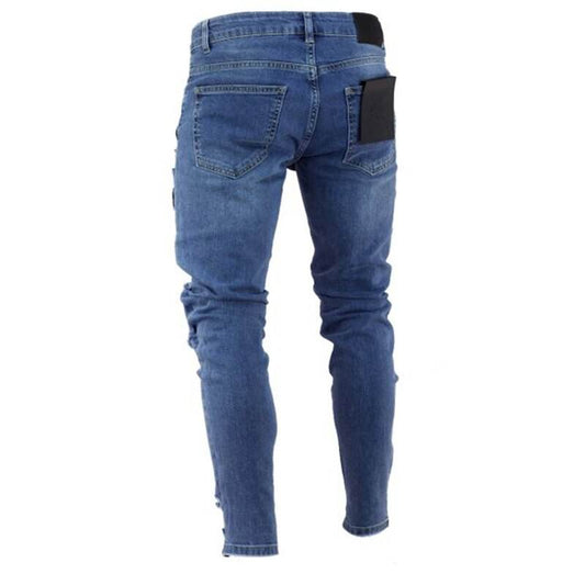 Men's Ripped jeans Badge Letters Hip-hop Skinny Jogging Denim Fashion Pencil Long Trousers Distressed Jeans For Men Clothing - IntuitiveEncBoutique