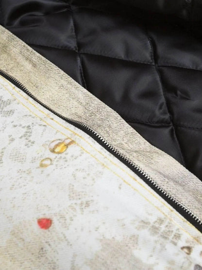 Men's Distressed Paint Splatter Zip Up Jacket - IntuitiveEncBoutique
