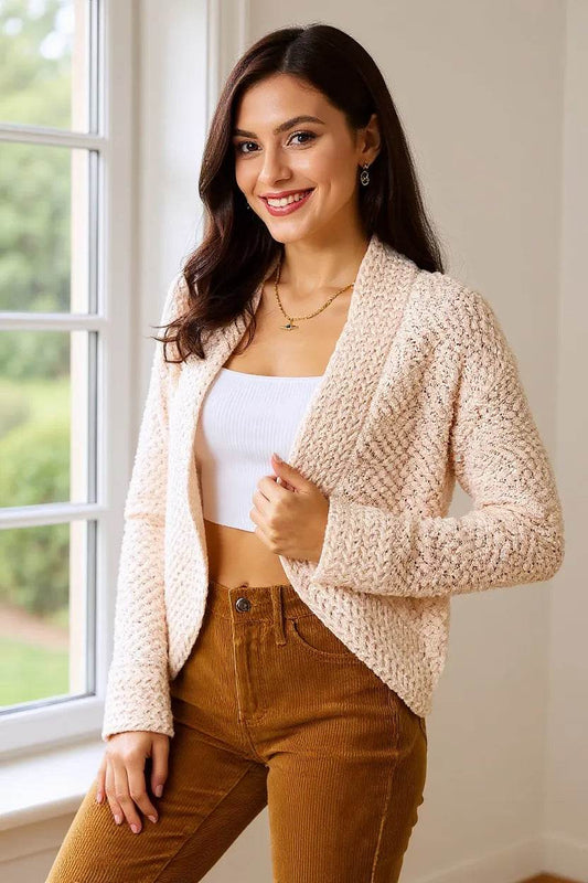 Double Take Open Front Long Sleeve Cardigan - IntuitiveEncBoutique