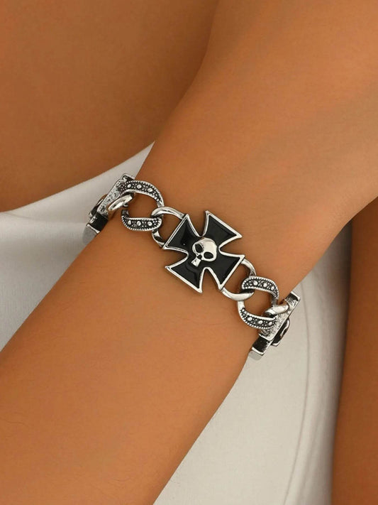 Gothic Skull Cross Chain Bracelet - IntuitiveEncBoutique