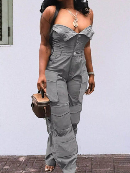 Tube Snap Down Cargo Jumpsuit - IntuitiveEncBoutique
